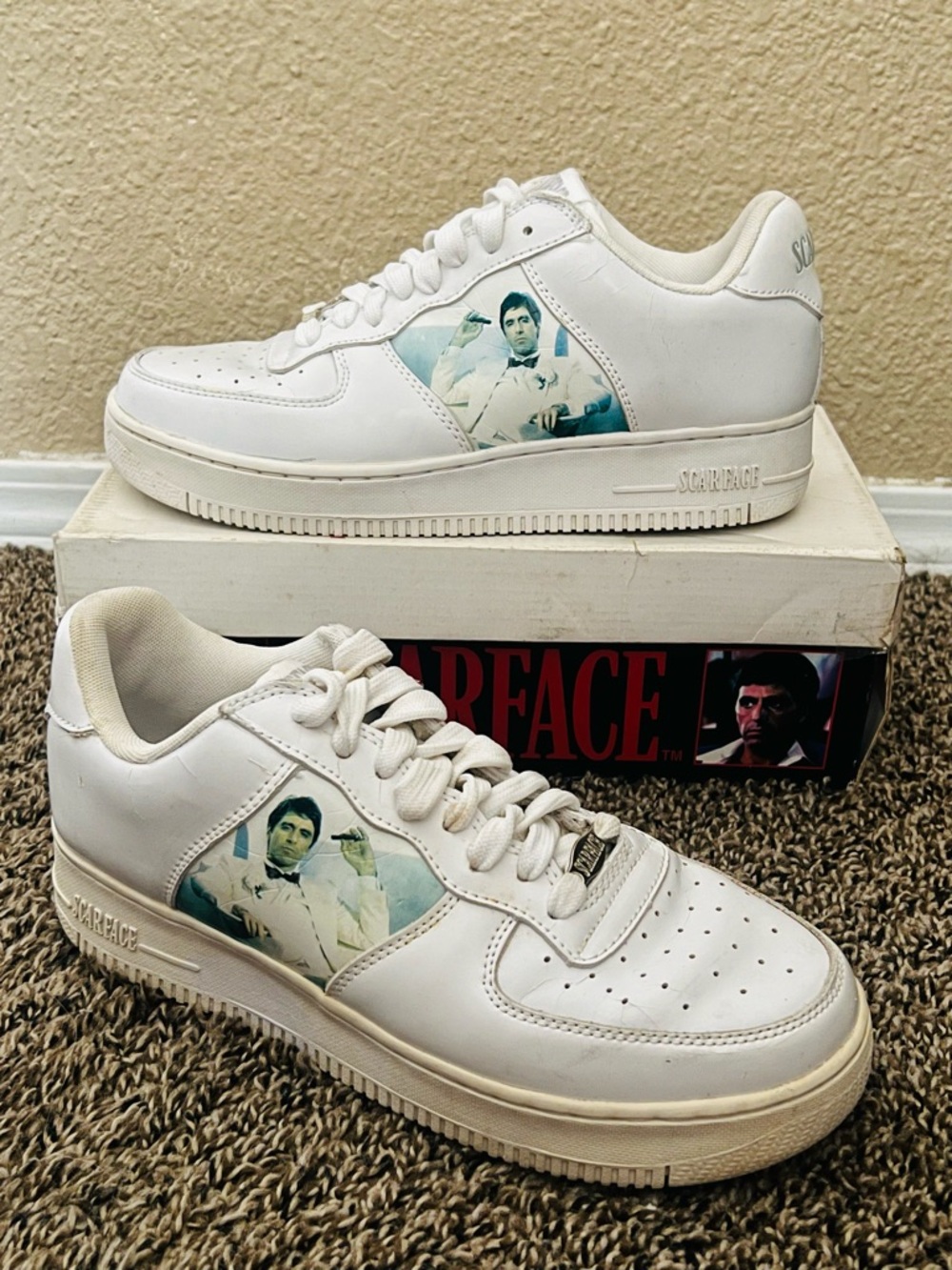Scarface Universal Studios Al Pacino Movie Men’s White Shoes Size 9